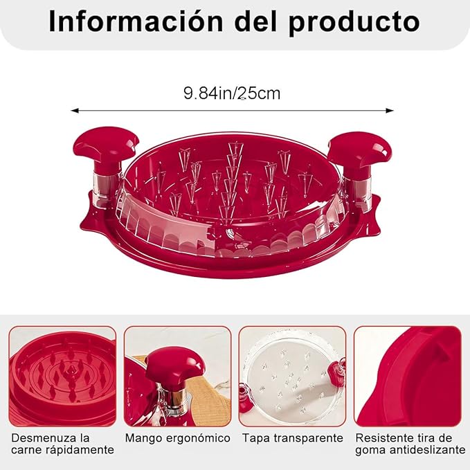Deshebrador de Pollo - Desmenuza Carne en Segundos- Rápido y Fácil